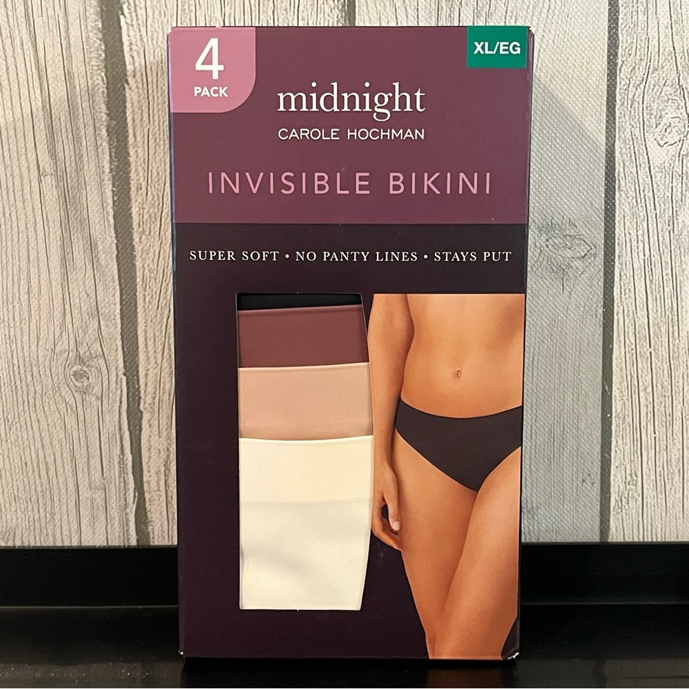 NWT Midnight by Carole Hochman Invisible Bikini - Black, Cream, Brown